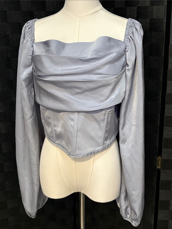 Le Lis Tops - LE LIS Light Lavender Satin Ruched Corset Top L